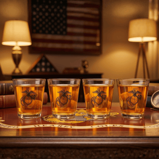 Marine Usmc Whiskey Wine Glasses Set Of 4 Anchor And Globe Whiskey Glasses 10OZ Marines Gift - Boutique Bella Bella