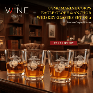 Marine Usmc Whiskey Wine Glasses Set Of 4 Anchor And Globe Whiskey Glasses 10OZ Marines Gift - Boutique Bella Bella
