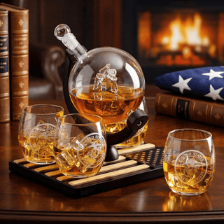 Marine Whiskey Decanter Set Premium Barware Gift Elegant Drinkware Collection - Boutique Bella BellaDecanter Sets