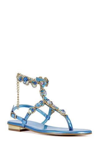 MARINELLA - BLUE FLAT SANDAL - Boutique Bella BellaSandals