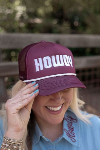 Maroon Howdy Trucker Hat - Boutique Bella Bellatrucker hat