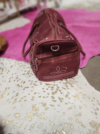 Maroon Stitched Leather Duffle Bag - Boutique Bella BellaDuffel Bag