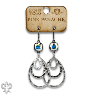 Matte and shiny metal teardrop earring with Austrian crystal - Boutique Bella BellaEarrings