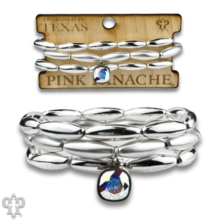 Matte and shiny tube bead bracelet stack with Austrian crystal - Boutique Bella BellaBracelets