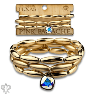 Matte and shiny tube bead bracelet stack with Austrian crystal - Boutique Bella BellaBracelets