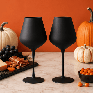 Matte Black Crystal Wine Glass Set Of 2 Gift For Her Him Friend Large 20 Oz Glasses Unique Italian S - Boutique Bella Bella