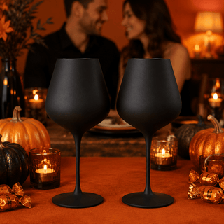 Matte Black Crystal Wine Glass Set Of 2 Gift For Her Him Friend Large 20 Oz Glasses Unique Italian S - Boutique Bella Bella