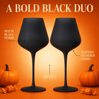 Matte Black Crystal Wine Glass Set Of 2 Gift For Her Him Friend Large 20 Oz Glasses Unique Italian S - Boutique Bella Bella