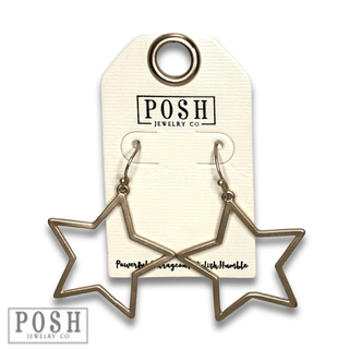 Matte finish open star earring - LC - Boutique Bella BellaEarrings