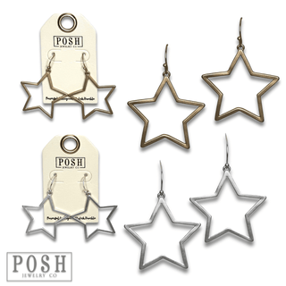 Matte finish open star earring - LC - Boutique Bella BellaEarrings