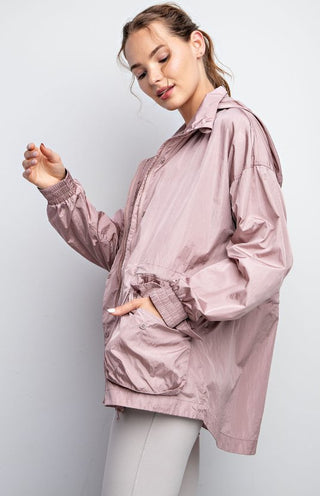 MAUVE PARACHUTE LONG SLEEVES JACKET - Boutique Bella BellaActive Wear Jacket