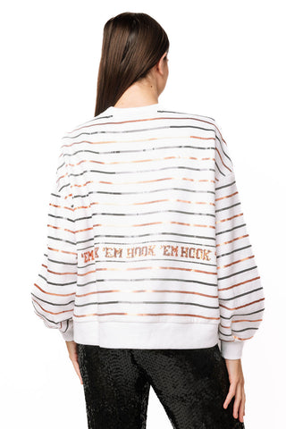 QOS Licensed Texas Sequin Striped Fanny Pack Sweatshirt
