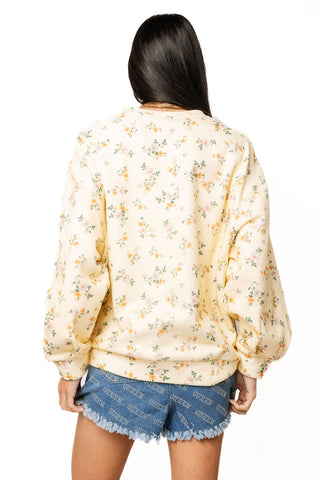 QOS Licensed LSU Yellow Floral Initial Sweatshirt