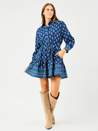 Maya Floral Foulard Blue Dress - Boutique Bella Belladress