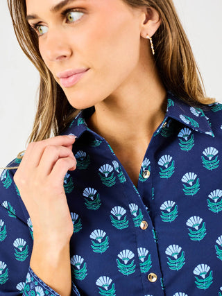 Maya Floral Foulard Blue Dress - Boutique Bella Belladress