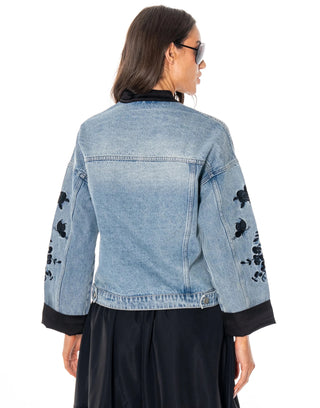 Meadow Muse Embroidered Denim Jacket - Boutique Bella BellaJacket