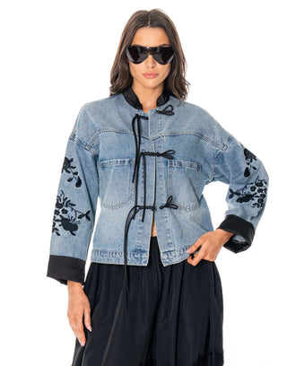 Meadow Muse Embroidered Denim Jacket - Boutique Bella BellaJacket