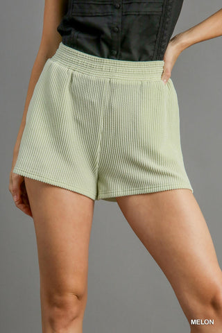 Melon Ribbed Shorts - Boutique Bella Bellashort