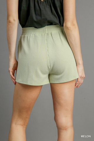 Melon Ribbed Shorts - Boutique Bella Bellashort