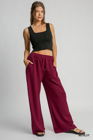 Merlot Wide Leg Joggers - Boutique Bella BellaJoggers