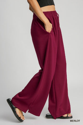 Merlot Wide Leg Joggers - Boutique Bella BellaJoggers