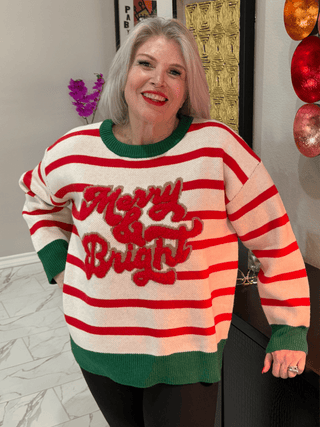 'Merry And Bright' Stripe Knit Sweater - Boutique Bella Bellasweater