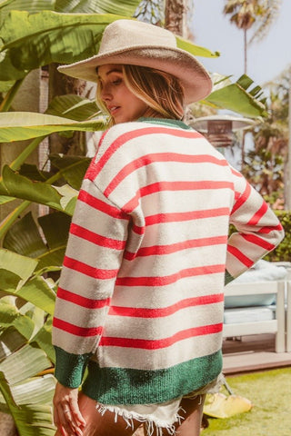 'Merry And Bright' Stripe Knit Sweater - Boutique Bella Bellasweater