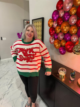 'Merry And Bright' Stripe Knit Sweater - Boutique Bella Bellasweater