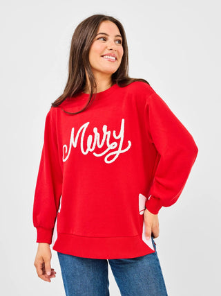Merry Bow Red Sweatshirt - Boutique Bella Bellasweatshirt