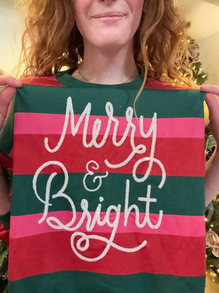 Merry & Bright Striped Sweatshirt - Boutique Bella BellaSweatshirt
