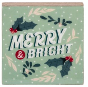 "Merry&Bright" Message Block - Boutique Bella BellaChristmas Decor