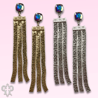 Mesh fringe earring with Austrian crystal - Boutique Bella BellaEarrings