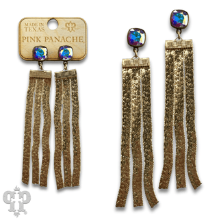 Mesh fringe earring with Austrian crystal - Boutique Bella BellaEarrings