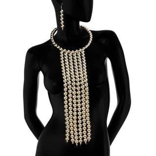 Metal Bubble Beaded Waterfall Bib Necklace - Boutique Bella BellaNecklace