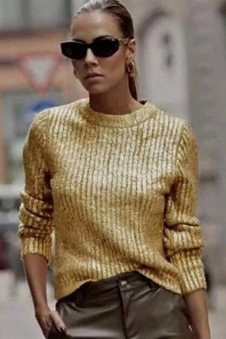 Metallic Gold Pullover Sweater - Boutique Bella BellaSweater Top