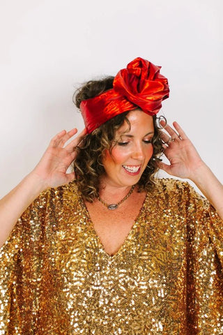 Metallic Red Lame Party Head Wrap - Boutique Bella BellaHead wrap