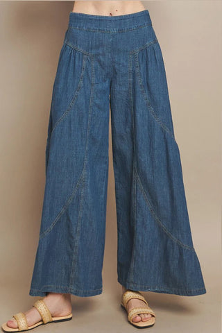 Mid Denim Wide Leg Palazzo Jeans - Boutique Bella BellaJeans