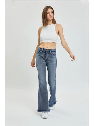 Mid Rise Super Flare Jeans - Boutique Bella Bella