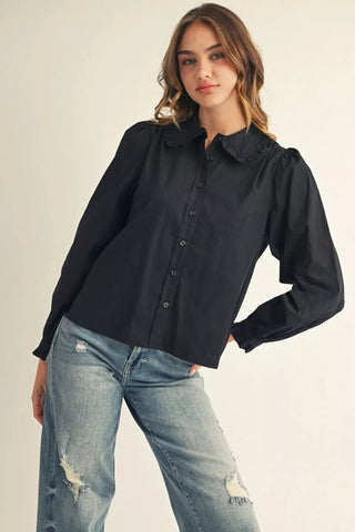 Midnight Muse Button - Up - Boutique Bella BellaBlouse