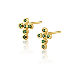 Mimi Cross Studs - Emerald - Boutique Bella BellaEarrings