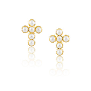 Mini Pearl Cross Studs - Boutique Bella BellaEarrings