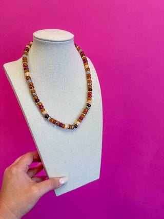 Mix Bead Necklace - Brown - Boutique Bella BellaNecklaces