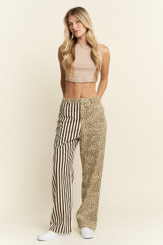 Mix & Match Leopard - Stripe Jeans - Boutique Bella BellaJEANS