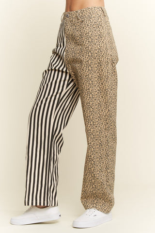 Mix & Match Leopard - Stripe Pants - Boutique Bella BellaPants