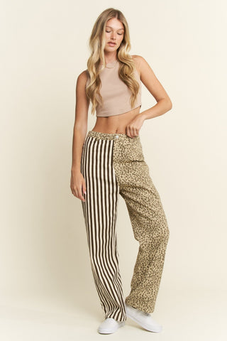 Mix & Match Leopard - Stripe Pants - Boutique Bella BellaPants