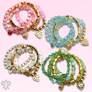Mixed bead heart charm bracelet - Boutique Bella BellaBracelets