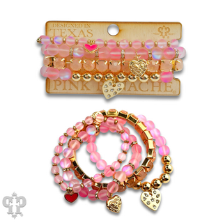 Mixed bead heart charm bracelet - Boutique Bella BellaBracelets