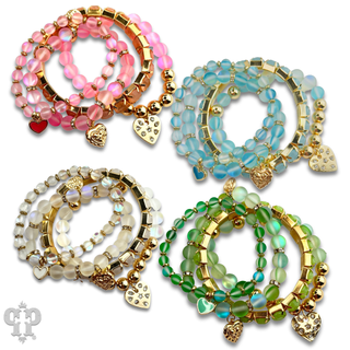 Mixed bead heart charm bracelet - Boutique Bella BellaBracelets