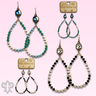 Mixed color saucer bead teardrop earring with Austrian crystal - Boutique Bella BellaEarrings