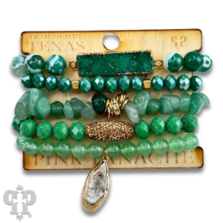 Mixed stone and crystal bead bracelet with druzy charm - Boutique Bella BellaBracelets